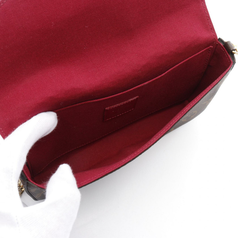 LOUIS VUITTON Felicie Pochette Monogram Fuschia 單肩包 M81896 PVC 塗層帆布 棕色 二手 女士-2