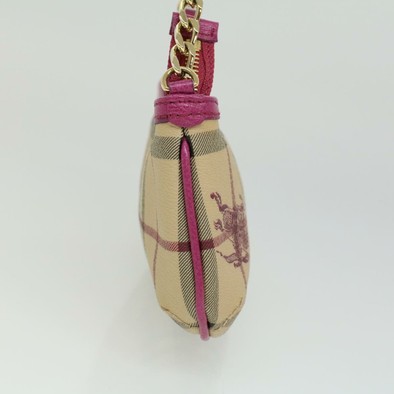 【日本直送】BURBERRY Nova 格紋鏈條配件袋 PVC 皮革 米粉紅色 正品 yk5442V-2