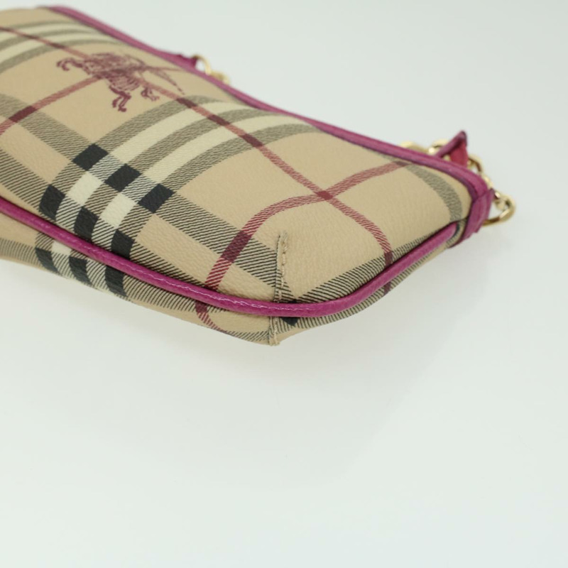 【日本直送】BURBERRY Nova 格紋鏈條配件袋 PVC 皮革 米粉紅色 正品 yk5442V-7