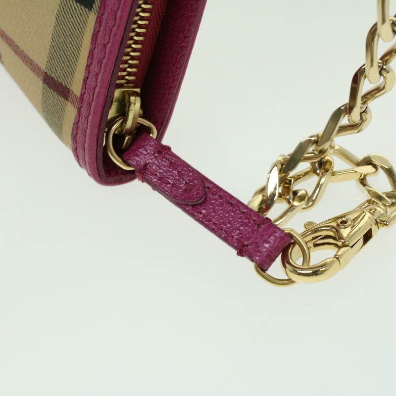 【日本直送】BURBERRY Nova 格紋鏈條配件袋 PVC 皮革 米粉紅色 正品 yk5442V-8