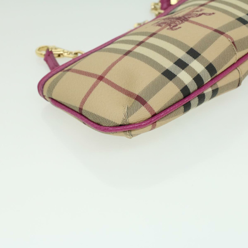 【日本直送】BURBERRY Nova 格紋鏈條配件袋 PVC 皮革 米粉紅色 正品 yk5442V-13