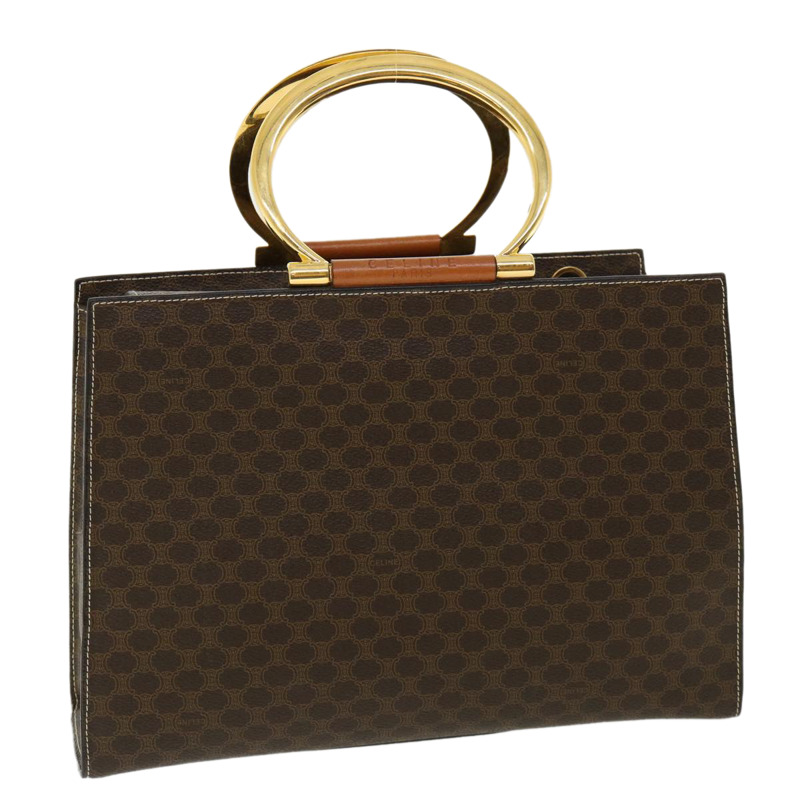【日本直送】CELINE Macadam 帆布手提包 PVC 皮革棕色正品 am3558V-0
