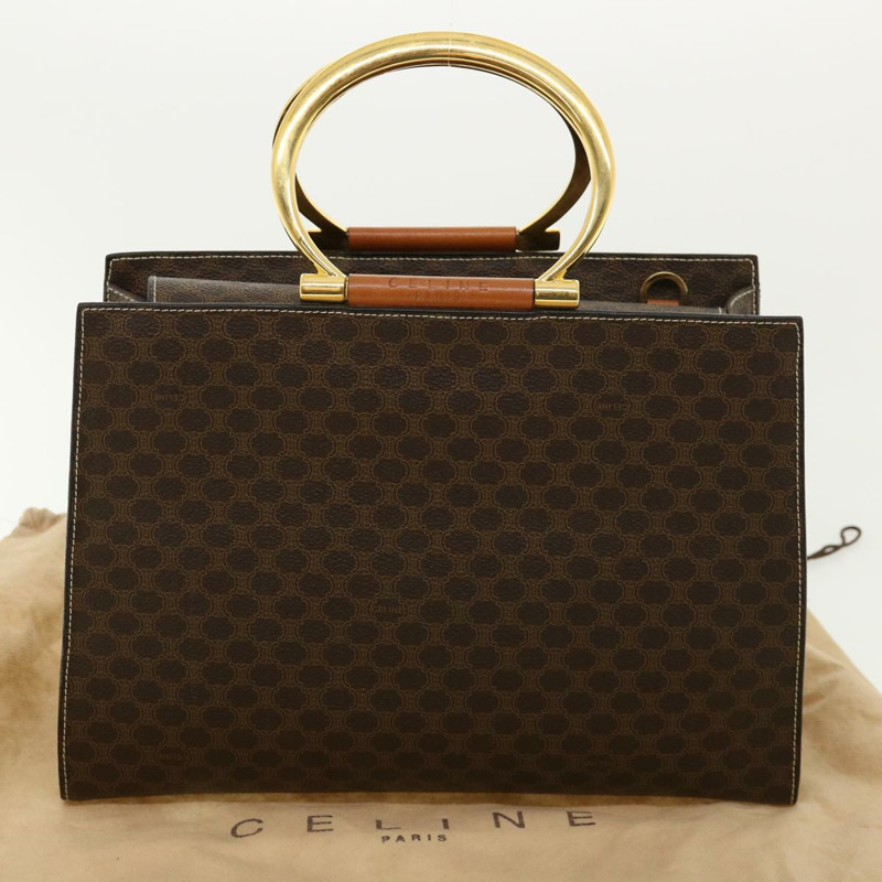 【日本直送】CELINE Macadam 帆布手提包 PVC 皮革棕色正品 am3558V-11