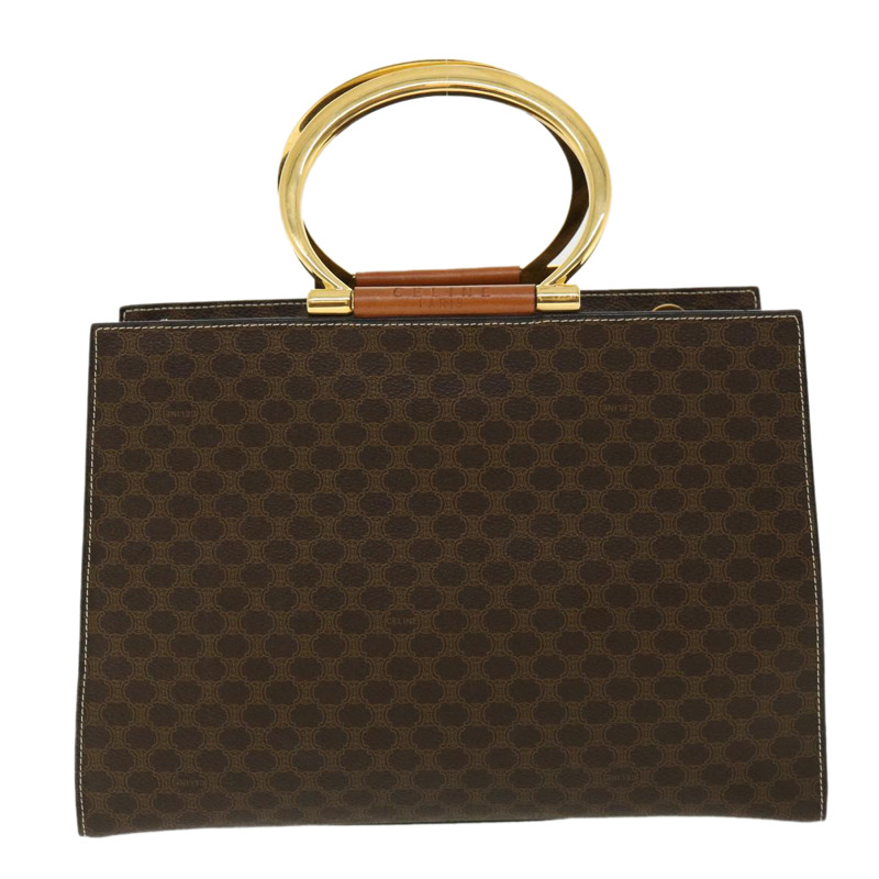 【日本直送】CELINE Macadam 帆布手提包 PVC 皮革棕色正品 am3558V-12