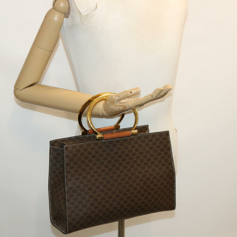 【日本直送】CELINE Macadam 帆布手提包 PVC 皮革棕色正品 am3558V-22