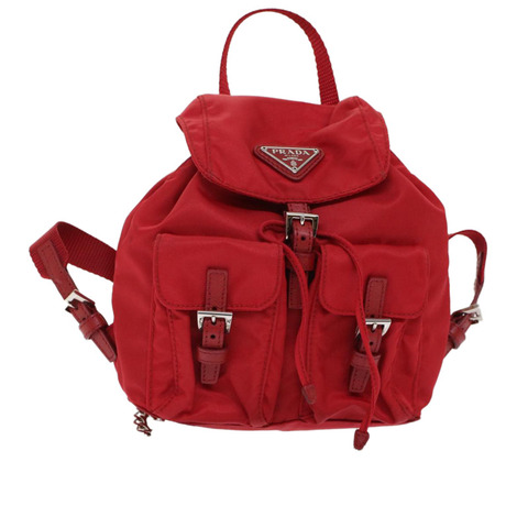 PRADA 鏈條背包 尼龍 紅色 1BH029 正品 am4819V