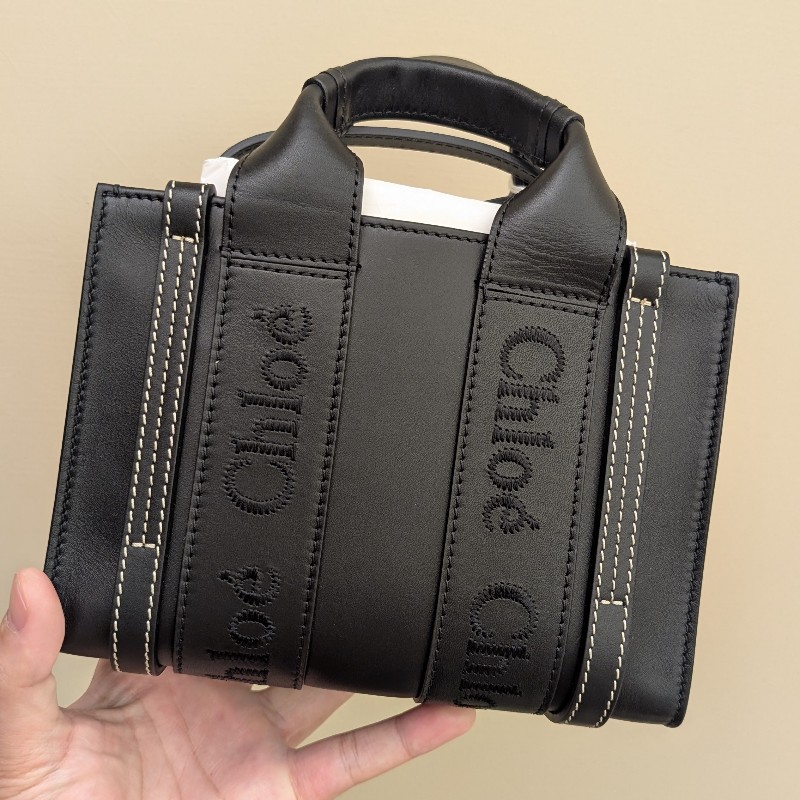 (現貨)Chloe woody tote bag黑皮革 mini托特 側背 肩背 全新日本購入-0