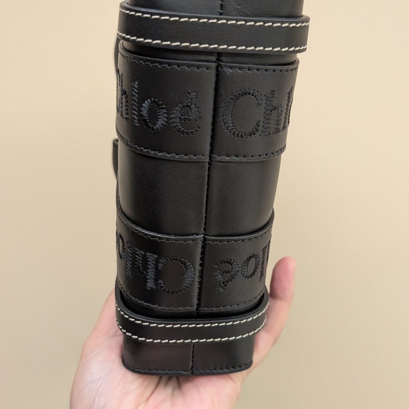 (現貨)Chloe woody tote bag黑皮革 mini托特 側背 肩背 全新日本購入-7