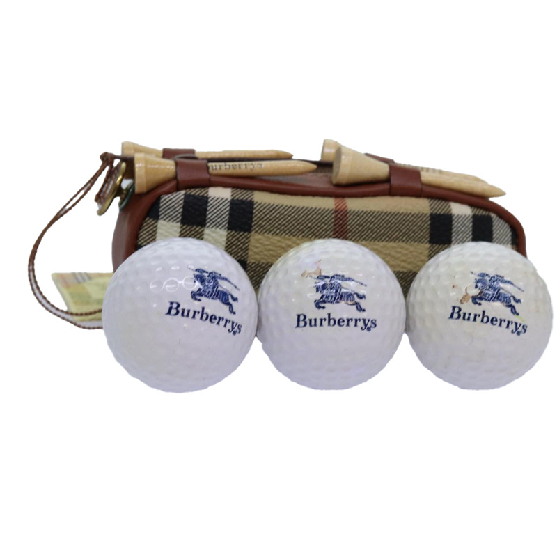 【日本直送】Burberrys Nova 格紋高爾夫球和高爾夫球盒 PVC 皮革米色正品 72040V-0