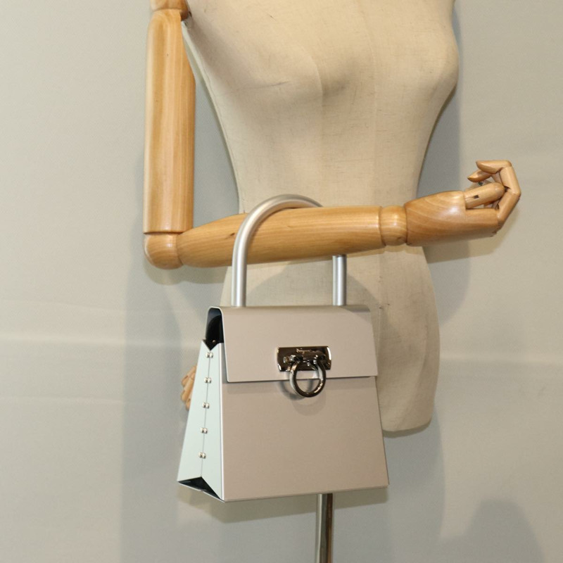 【日本直送】Salvatore Ferragamo Gancini 手提包 不鏽鋼 銀色 正品 81633AV-23