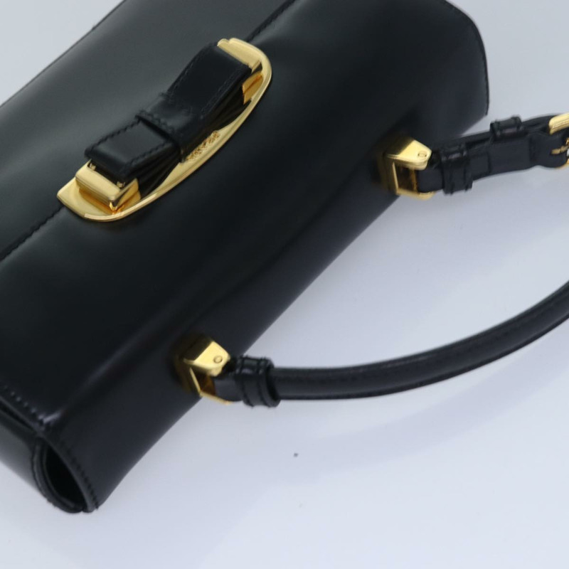 【日本直送】PRADA 緞帶手提包 漆皮 黑色 正品 am6589AV-5