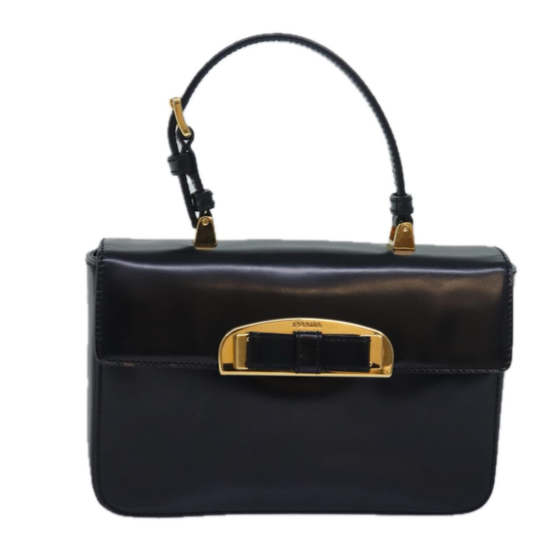 【日本直送】PRADA 緞帶手提包 漆皮 黑色 正品 am6589AV-12