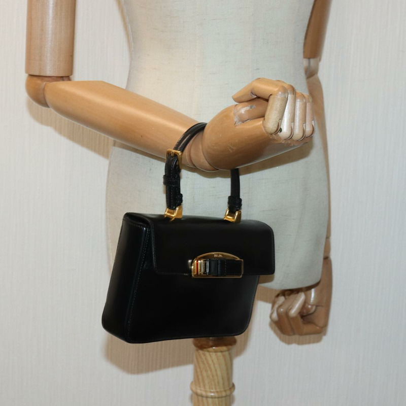 【日本直送】PRADA 緞帶手提包 漆皮 黑色 正品 am6589AV-23