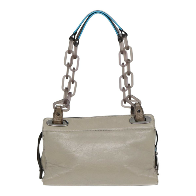【日本直送】BALENCIAGA 旋轉鎖鏈單肩包皮革米色灰色銀色正品 am6814V-1