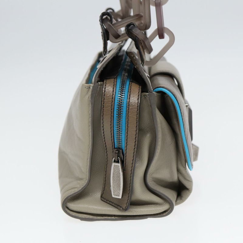 【日本直送】BALENCIAGA 旋轉鎖鏈單肩包皮革米色灰色銀色正品 am6814V-2