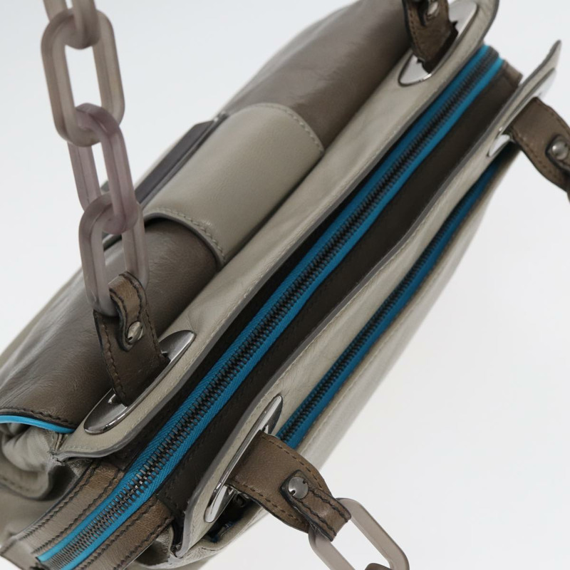 【日本直送】BALENCIAGA 旋轉鎖鏈單肩包皮革米色灰色銀色正品 am6814V-5