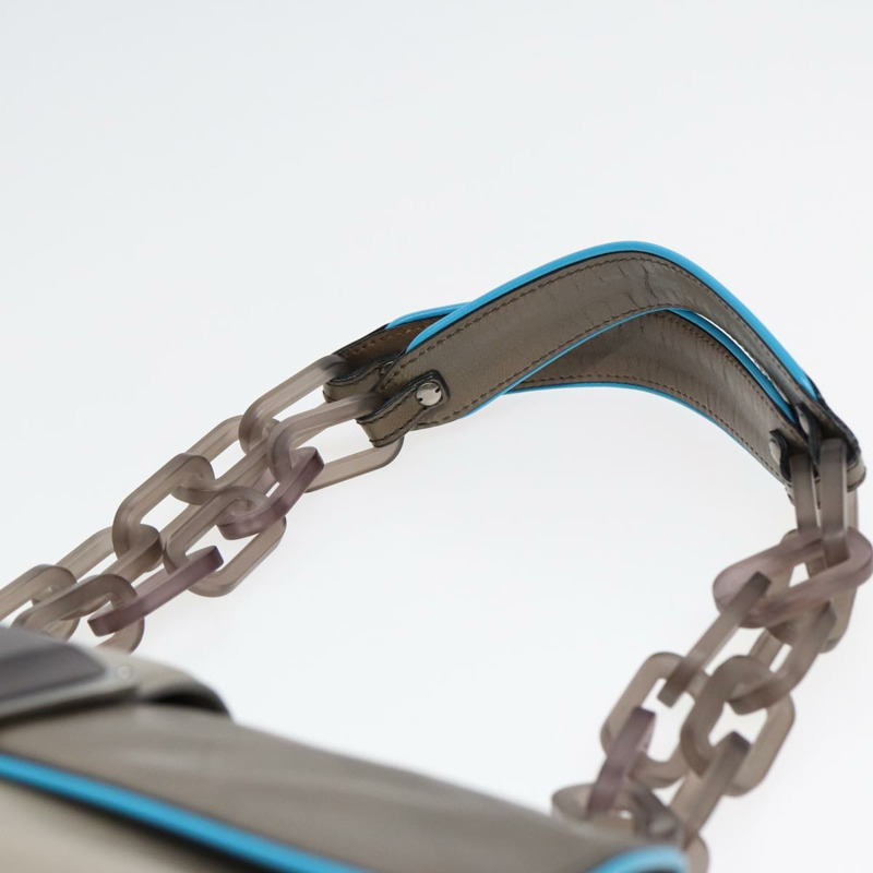 【日本直送】BALENCIAGA 旋轉鎖鏈單肩包皮革米色灰色銀色正品 am6814V-7