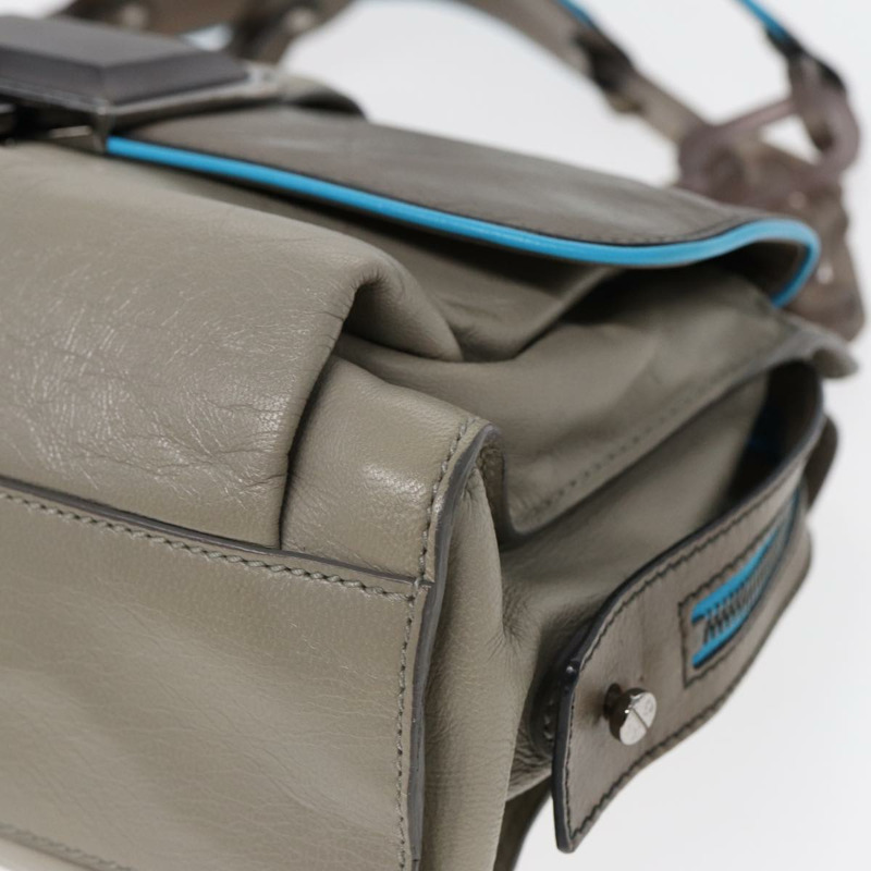 【日本直送】BALENCIAGA 旋轉鎖鏈單肩包皮革米色灰色銀色正品 am6814V-8