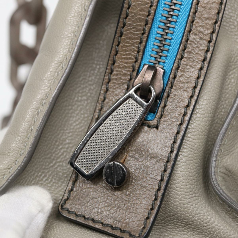 【日本直送】BALENCIAGA 旋轉鎖鏈單肩包皮革米色灰色銀色正品 am6814V-9