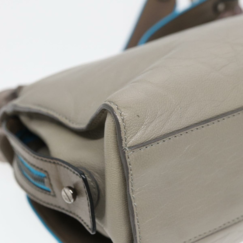 【日本直送】BALENCIAGA 旋轉鎖鏈單肩包皮革米色灰色銀色正品 am6814V-15