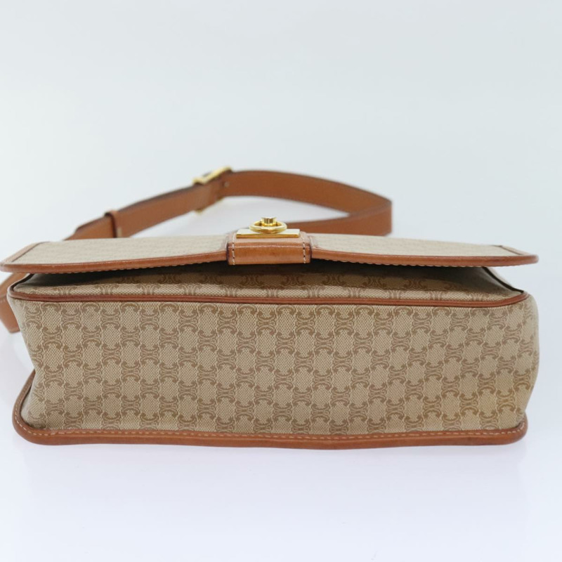 【日本直送】CELINE Macadam 帆布肩背包 米色 棕金色 正品 kk341V-4