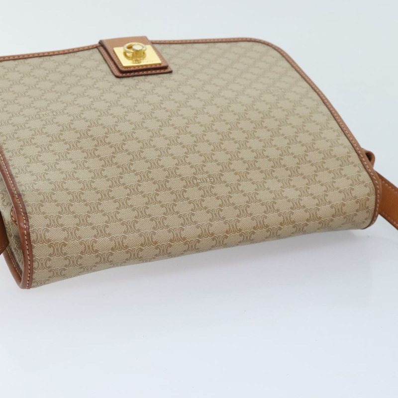 【日本直送】CELINE Macadam 帆布肩背包 米色 棕金色 正品 kk341V-5