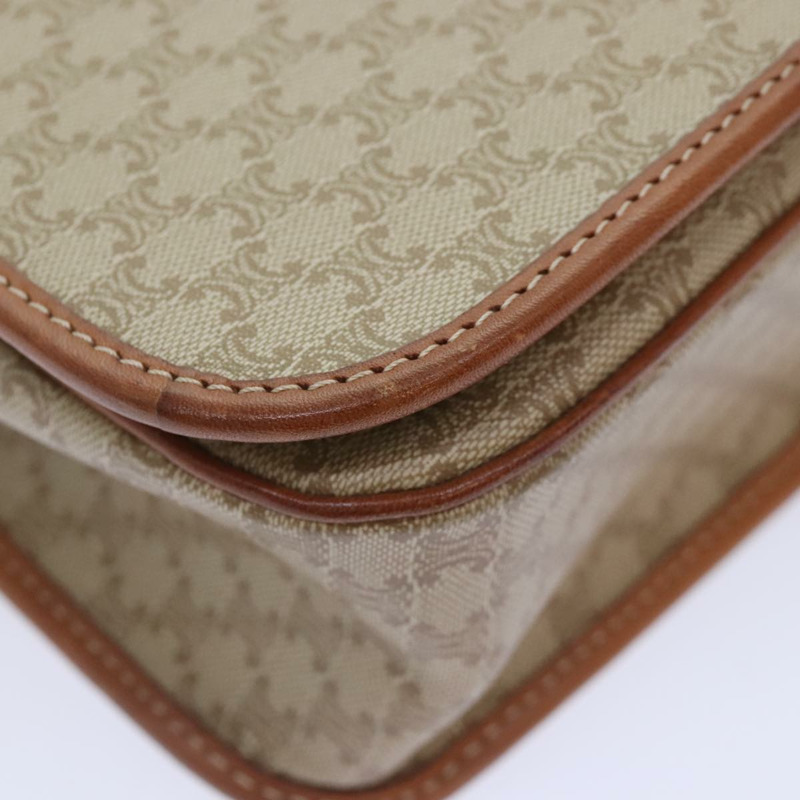 【日本直送】CELINE Macadam 帆布肩背包 米色 棕金色 正品 kk341V-8