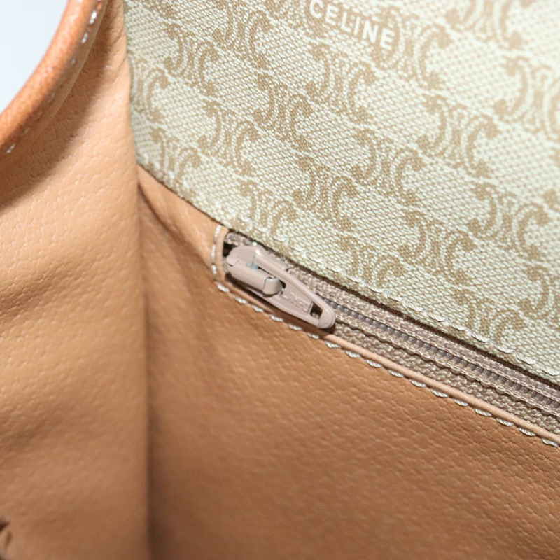 【日本直送】CELINE Macadam 帆布肩背包 米色 棕金色 正品 kk341V-20