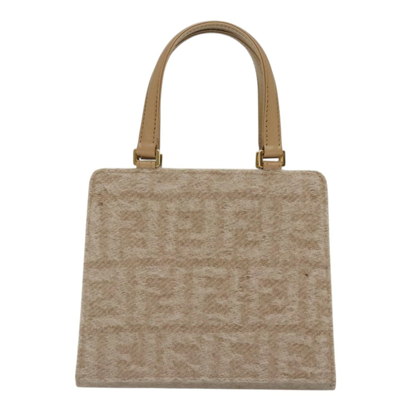 【日本直送】FENDI Zucca 帆布手提包 米色金色 正品 93833AV-1