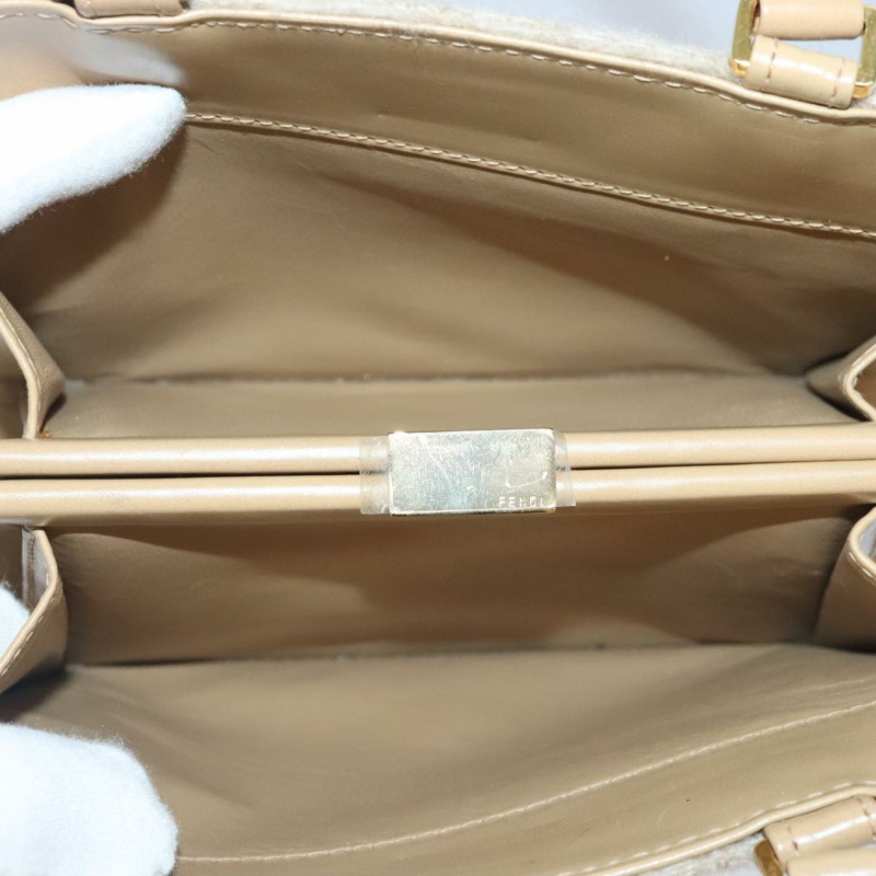 【日本直送】FENDI Zucca 帆布手提包 米色金色 正品 93833AV-8