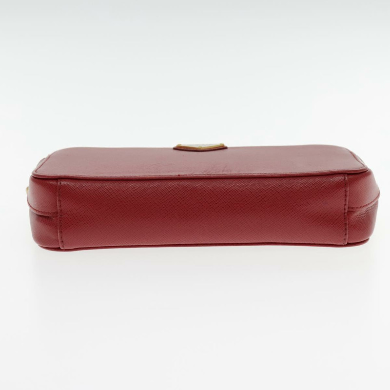 【日本直送】PRADA 鏈條單肩包 Safiano 皮革 紅金 正品 94477V-4