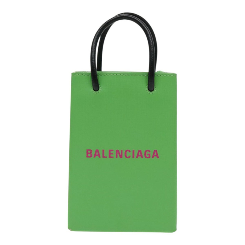 【日本直送】BALENCIAGA 手機殼 單肩包 皮革 綠色 銀色 593826 授權 91748AV-1