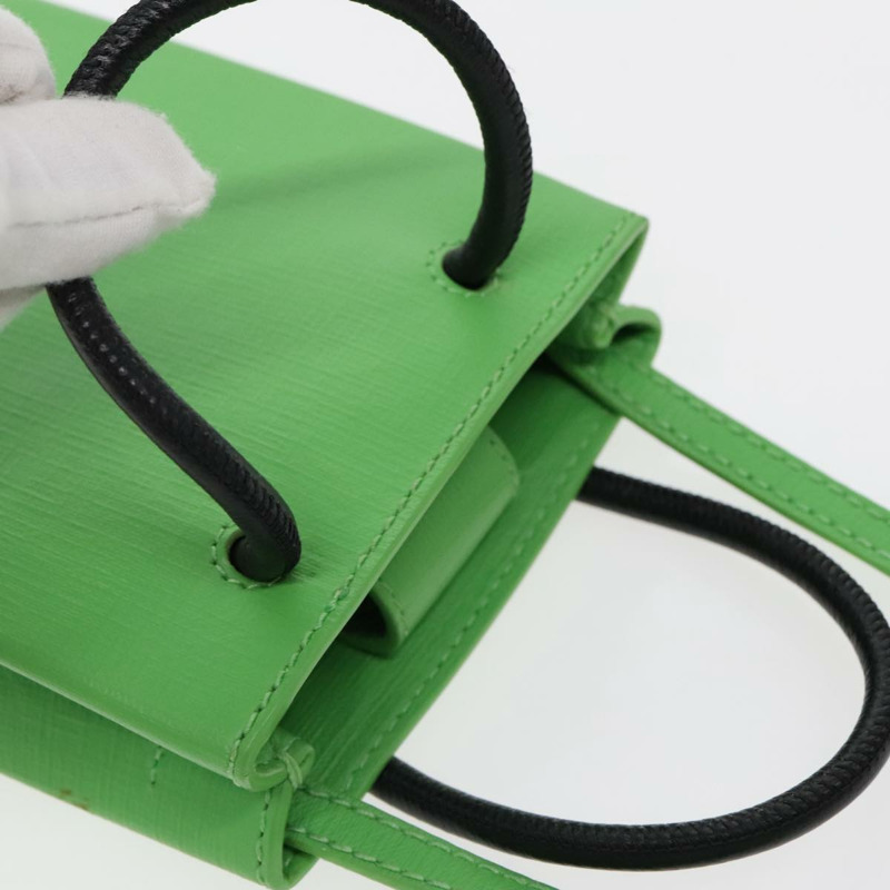 【日本直送】BALENCIAGA 手機殼 單肩包 皮革 綠色 銀色 593826 授權 91748AV-5