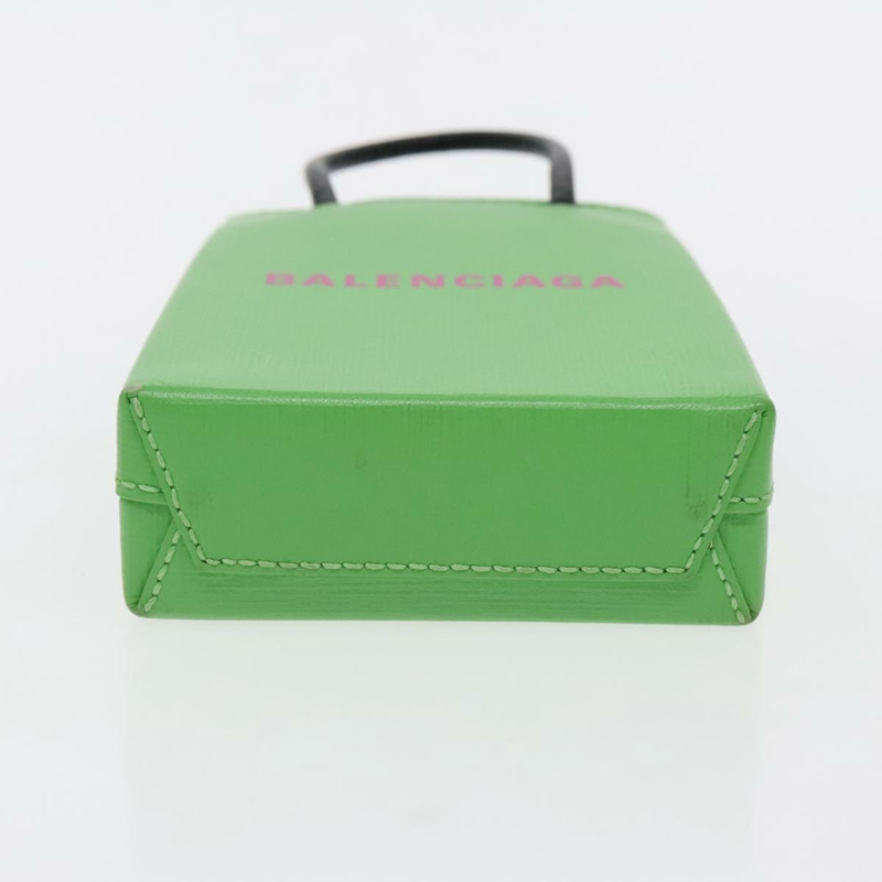 【日本直送】BALENCIAGA 手機殼 單肩包 皮革 綠色 銀色 593826 授權 91748AV-10