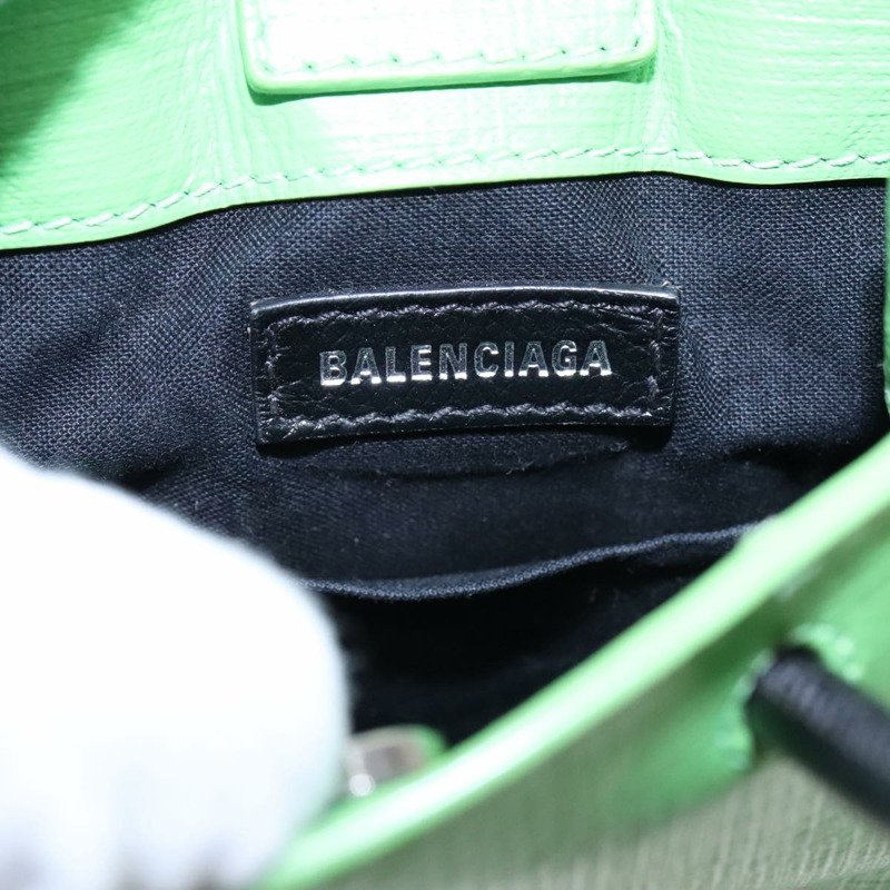 【日本直送】BALENCIAGA 手機殼 單肩包 皮革 綠色 銀色 593826 授權 91748AV-16