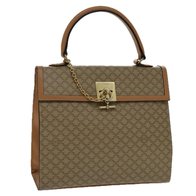 【日本直送】CELINE Macadam 帆布手提包 塗佈帆布 米色 正品 yk15582V-0