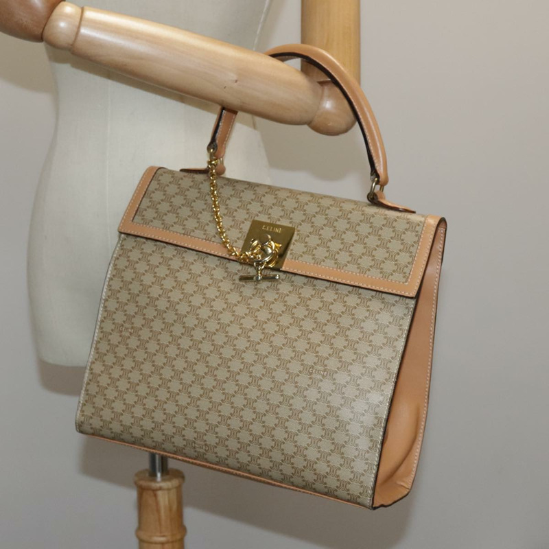 【日本直送】CELINE Macadam 帆布手提包 塗佈帆布 米色 正品 yk15582V-21