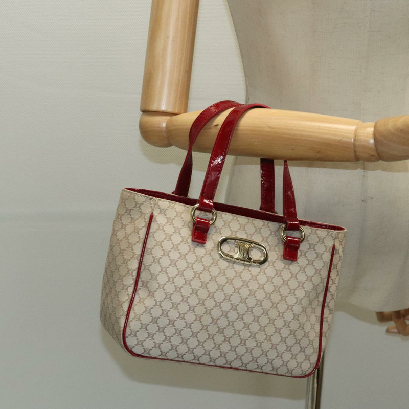 【日本直送】CELINE Macadam 帆布手提包 米色金色 正品 98068V-18