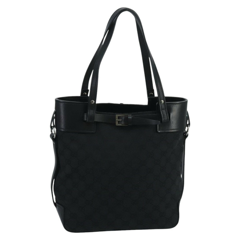 【日本直送】GUCCI GG帆布托特包 黑色銀色 107757 正品 ki5048V-0