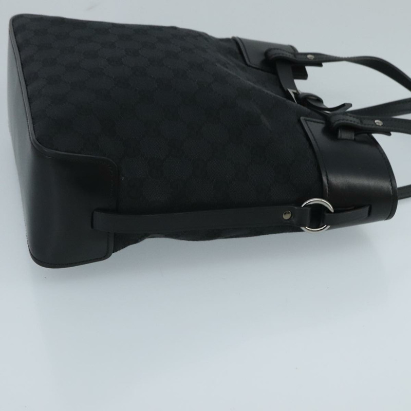 【日本直送】GUCCI GG帆布托特包 黑色銀色 107757 正品 ki5048V-2