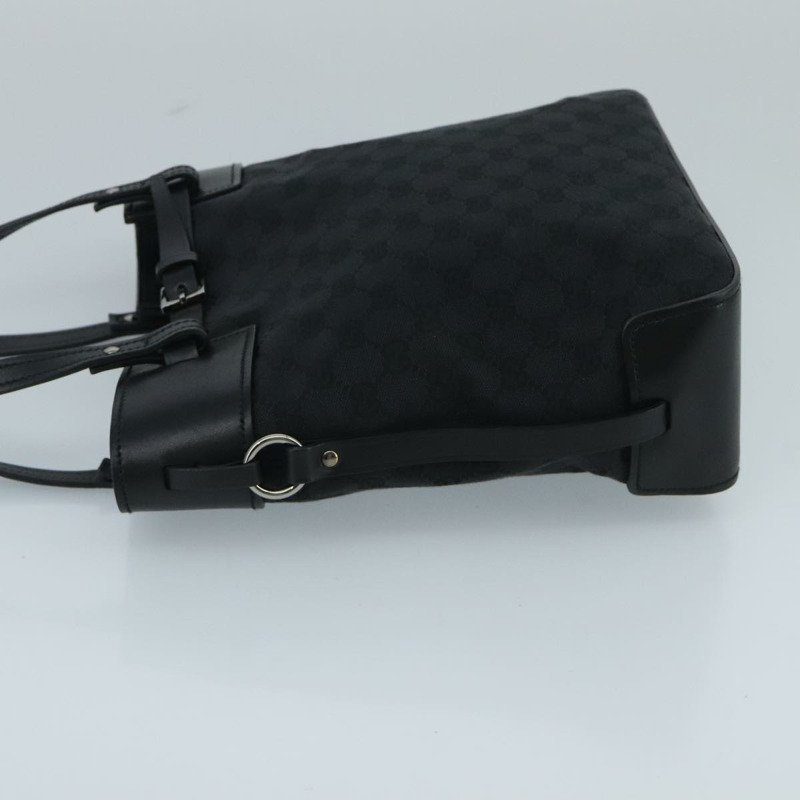 【日本直送】GUCCI GG帆布托特包 黑色銀色 107757 正品 ki5048V-3