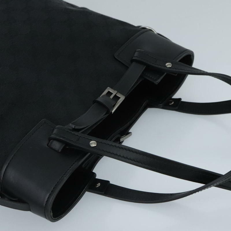 【日本直送】GUCCI GG帆布托特包 黑色銀色 107757 正品 ki5048V-5