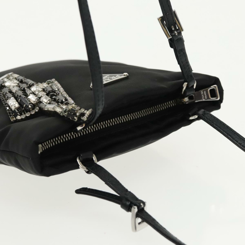 【日本直送】PRADA 鏈條單肩包 尼龍 黑色 銀色 正品 100262AV-5