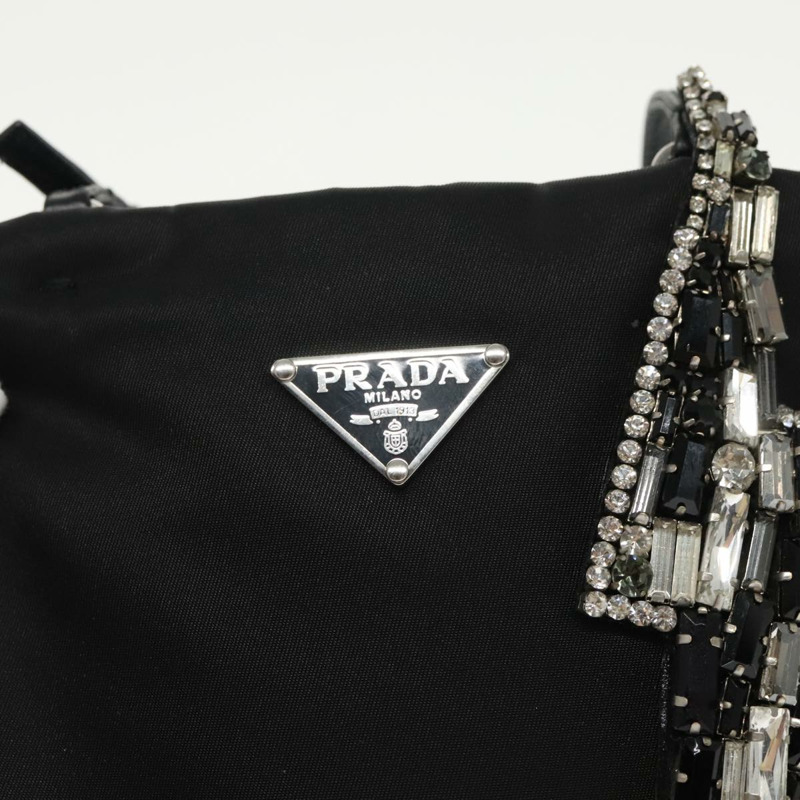 【日本直送】PRADA 鏈條單肩包 尼龍 黑色 銀色 正品 100262AV-17