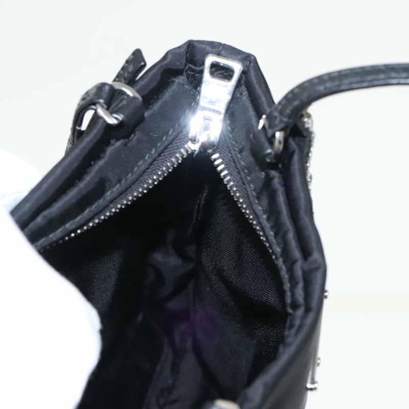 【日本直送】PRADA 鏈條單肩包 尼龍 黑色 銀色 正品 100262AV-20