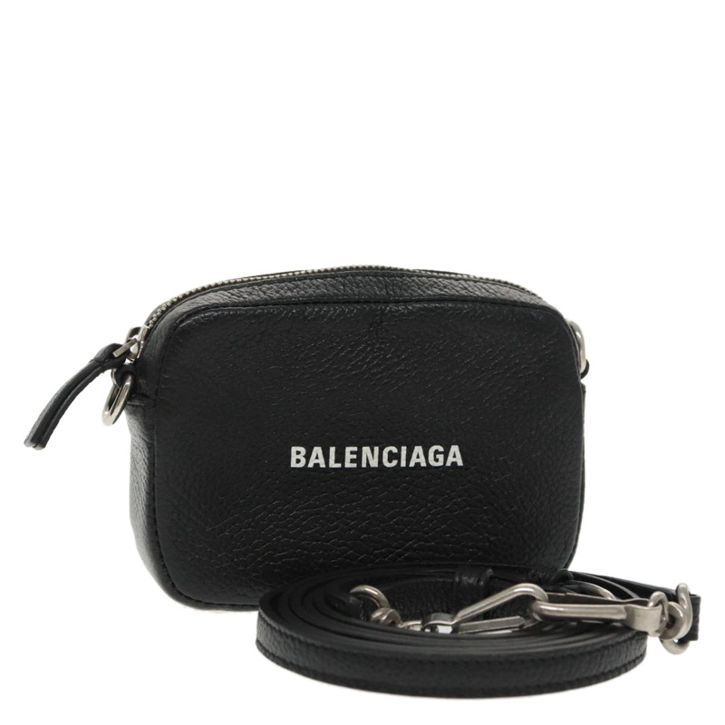 【日本直送】BALENCIAGA Cash 迷你單肩包皮革黑銀色 640539 正品 bs19961V-0