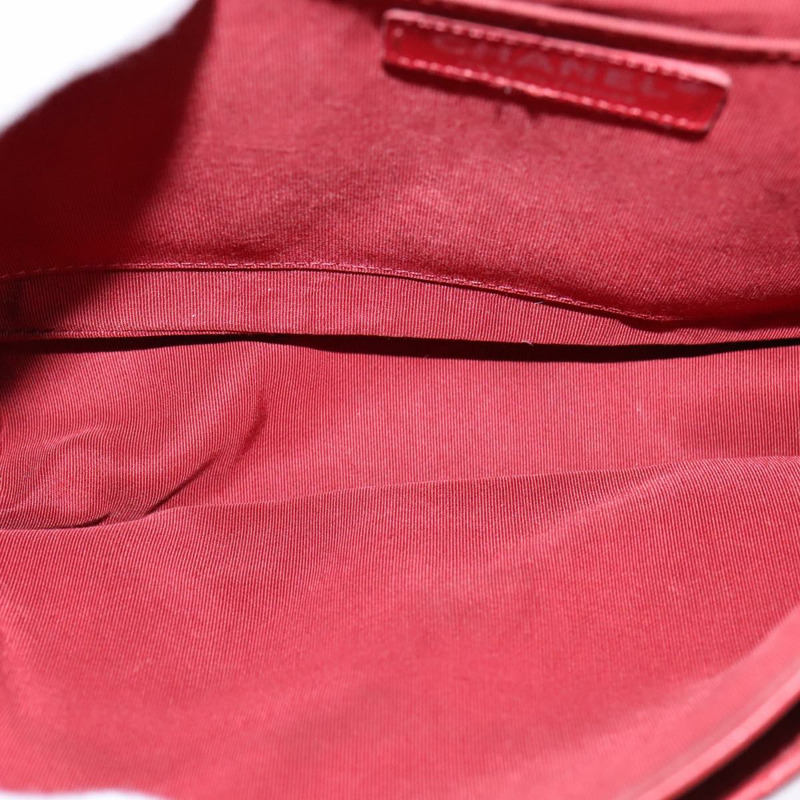 【日本直送】香奈兒 V 字縫線鏈單背包，羊皮，紅色，CC 標誌，貨號 102030A-10