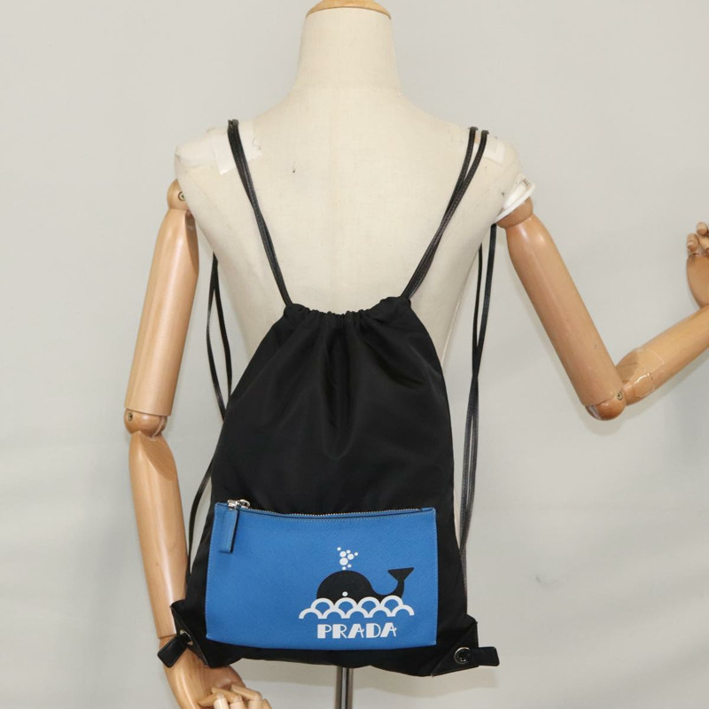 【日本直送】PRADA 背包 尼龍皮革 黑色藍色銀色 正品 92876V-26