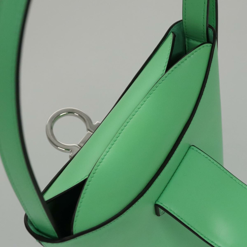 【日本直送】Salvatore Ferragamo Gancini 單肩包 皮革 綠色 銀色 正品 107228AV-15