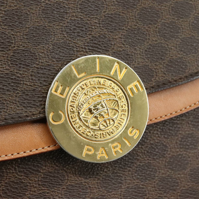 【日本直送】CELINE Macadam 帆布手提包 PVC 皮革棕金色正品 105628V-17